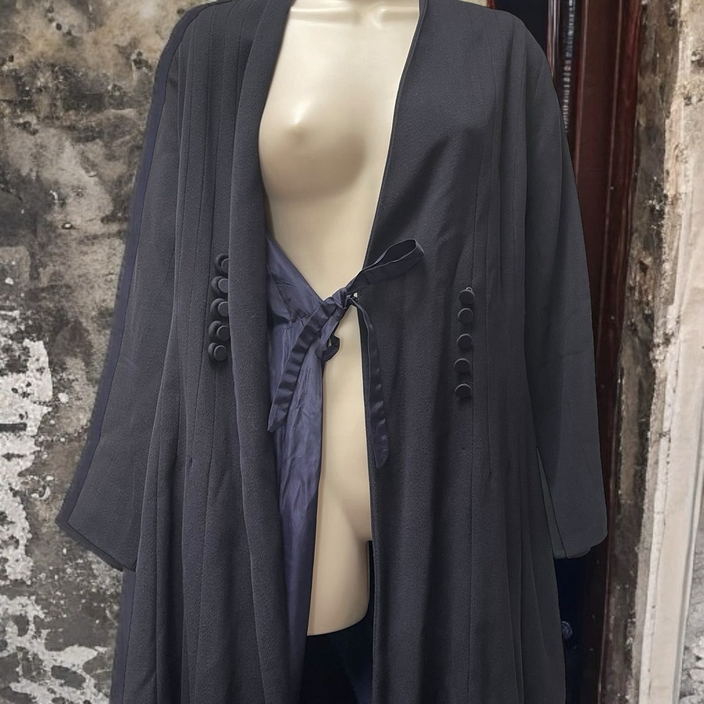 Vintage 1930s-1940s Dark Blue Wool Princess Double Breasted Coat Original WWII - Picture 6 of 16